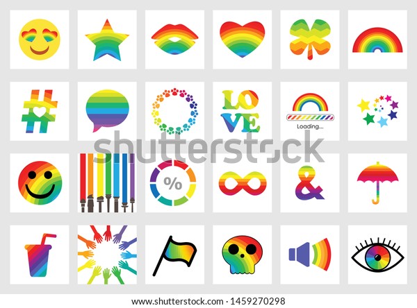 vector illustration rainbow emoji symbols colorful stock vector royalty free 1459270298 shutterstock