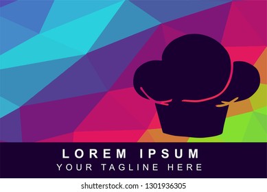 Vector Illustration Rainbow Geometric Polygon of Chef Hat. Background Template or Layout for Graphic Design. 