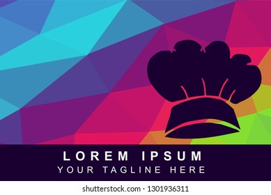 Vector Illustration Rainbow Geometric Polygon of Chef Hat. Background Template or Layout for Graphic Design. 