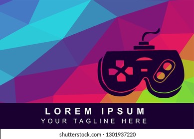 Vector Illustration Rainbow Geometric Polygon of Game Controller. Background Template or Layout for Graphic Design. 