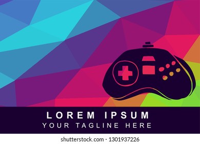 Vector Illustration Rainbow Geometric Polygon of Game Controller. Background Template or Layout for Graphic Design. 