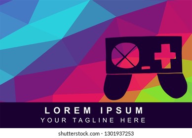 Vector Illustration Rainbow Geometric Polygon of Game Controller. Background Template or Layout for Graphic Design. 