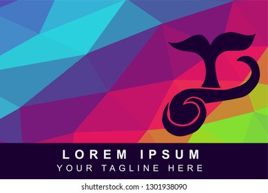 Vector Illustration Rainbow Geometric Polygon of Whale Tail. Background Template or Layout for Graphic Design.