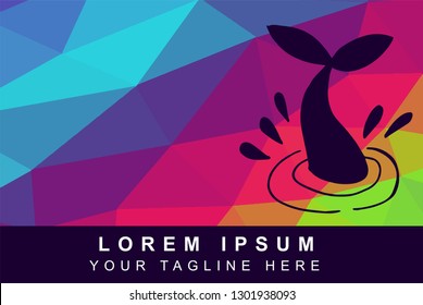 Vector Illustration Rainbow Geometric Polygon of Whale Tail. Background Template or Layout for Graphic Design.
