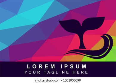 Vector Illustration Rainbow Geometric Polygon of Whale Tail. Background Template or Layout for Graphic Design.