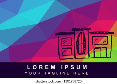 Vector Illustration Rainbow Geometric Polygon of House Home. Background Template or Layout for Graphic Design.