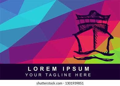 Vector Illustration Rainbow Geometric Polygon of Boat and Ship. Background Template or Layout for Graphic Design.