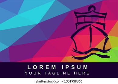 Vector Illustration Rainbow Geometric Polygon of Boat and Ship. Background Template or Layout for Graphic Design.