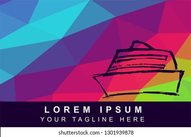 Vector Illustration Rainbow Geometric Polygon of Boat and Ship. Background Template or Layout for Graphic Design.