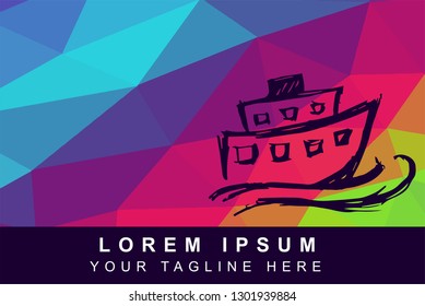 Vector Illustration Rainbow Geometric Polygon of Boat and Ship. Background Template or Layout for Graphic Design.