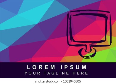 Vector Illustration Rainbow Geometric Polygon of Computer or Laptop. Background Template or Layout for Graphic Design.