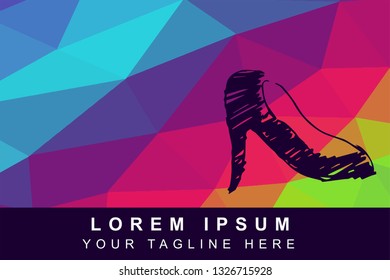 Vector Illustration Rainbow Geometric Polygon of Heels Shoes. Background Template or Layout for Graphic Design.