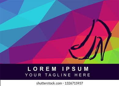 Vector Illustration Rainbow Geometric Polygon of Heels Shoes. Background Template or Layout for Graphic Design.