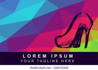 Vector Illustration Rainbow Geometric Polygon of Heels Shoes. Background Template or Layout for Graphic Design.