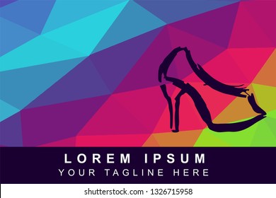 Vector Illustration Rainbow Geometric Polygon of Heels Shoes. Background Template or Layout for Graphic Design.