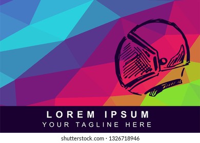 Vector Illustration Rainbow Geometric Polygon of Astronaut. Background Template or Layout for Graphic Design.