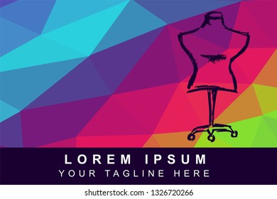 Vector Illustration Rainbow Geometric Polygon of Mannequin for Fashion. Background Template or Layout for Graphic Design.
