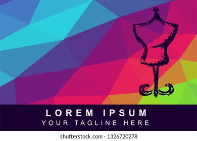 Vector Illustration Rainbow Geometric Polygon of Mannequin for Fashion. Background Template or Layout for Graphic Design.