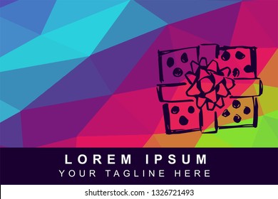 Vector Illustration Rainbow Geometric Polygon of Gift for Christmas, Birthday and Holiday. Background Template or Layout for Graphic Design.