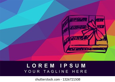 Vector Illustration Rainbow Geometric Polygon of Gift for Christmas, Birthday and Holiday. Background Template or Layout for Graphic Design.