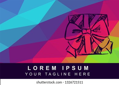 Vector Illustration Rainbow Geometric Polygon of Gift for Christmas, Birthday and Holiday. Background Template or Layout for Graphic Design.