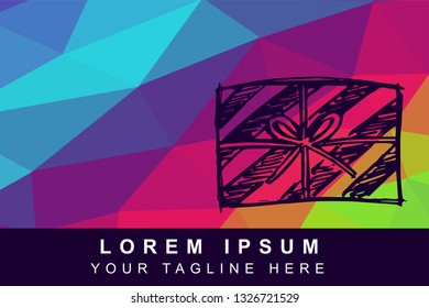 Vector Illustration Rainbow Geometric Polygon of Gift for Christmas, Birthday and Holiday. Background Template or Layout for Graphic Design.