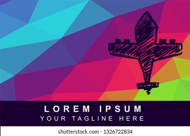 Vector Illustration Rainbow Geometric Polygon of Airplane for Transportation. Background Template or Layout for Graphic Design.