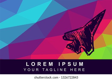Vector Illustration Rainbow Geometric Polygon of Airplane for Transportation. Background Template or Layout for Graphic Design.