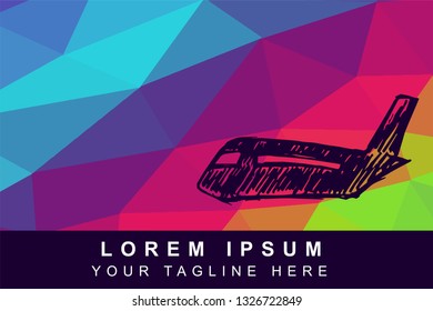 Vector Illustration Rainbow Geometric Polygon of Airplane for Transportation. Background Template or Layout for Graphic Design.