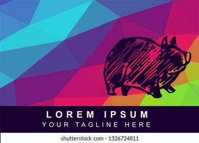 Vector Illustration Rainbow Geometric Polygon of Pig Animal. Background Template or Layout for Graphic Design.