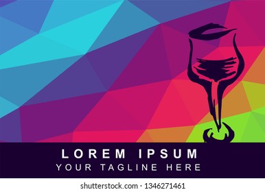 Vector Illustration Rainbow Geometric Polygon of Drinks. Background Template or Layout for Graphic Design. 