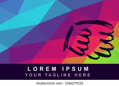 Vector Illustration Rainbow Geometric Polygon of Wings Angel. Background Template or Layout for Graphic Design. 