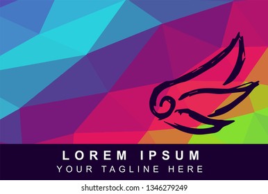 Vector Illustration Rainbow Geometric Polygon of Wings Angel. Background Template or Layout for Graphic Design. 