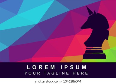 Vector Illustration Rainbow Geometric Polygon of Unicorn Horse. Background Template or Layout for Graphic Design. 