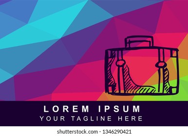 Vector Illustration Rainbow Geometric Polygon of Travel or School Bag. Background Template or Layout for Graphic Design. 