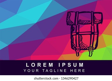 Vector Illustration Rainbow Geometric Polygon of Travel or School Bag. Background Template or Layout for Graphic Design. 