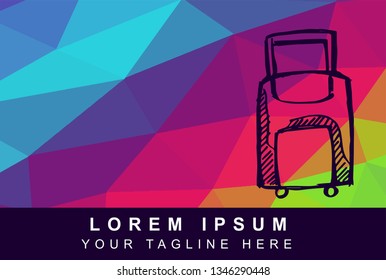 Vector Illustration Rainbow Geometric Polygon of Travel or School Bag. Background Template or Layout for Graphic Design. 