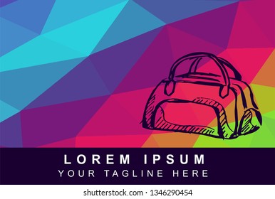 Vector Illustration Rainbow Geometric Polygon of Travel or School Bag. Background Template or Layout for Graphic Design. 