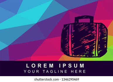 Vector Illustration Rainbow Geometric Polygon of Travel or School Bag. Background Template or Layout for Graphic Design. 