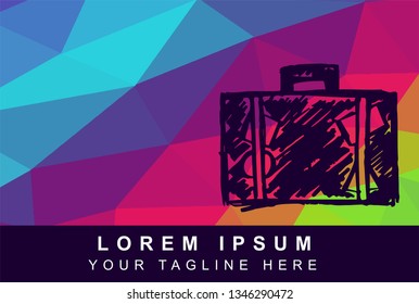 Vector Illustration Rainbow Geometric Polygon of Travel or School Bag. Background Template or Layout for Graphic Design. 