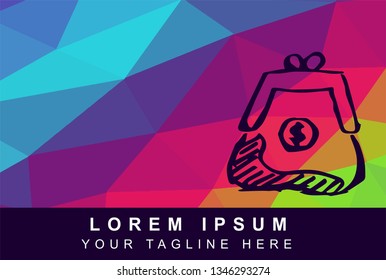 Vector Illustration Rainbow Geometric Polygon of Dollar Coins and Bills. Background Template or Layout for Graphic Design. 