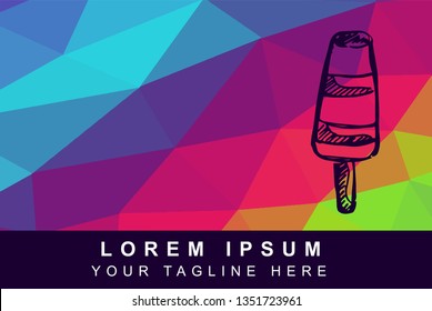 Vector Illustration Rainbow Geometric Polygon of Ice Cream Food Dessert. Background Template or Layout for Graphic Design.