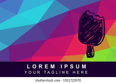 Vector Illustration Rainbow Geometric Polygon of Ice Cream Food Dessert. Background Template or Layout for Graphic Design.