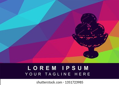 Vector Illustration Rainbow Geometric Polygon of Ice Cream Food Dessert. Background Template or Layout for Graphic Design.