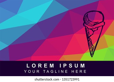 Vector Illustration Rainbow Geometric Polygon of Ice Cream Food Dessert. Background Template or Layout for Graphic Design.
