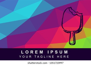 Vector Illustration Rainbow Geometric Polygon of Ice Cream Food Dessert. Background Template or Layout for Graphic Design.