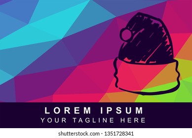 Vector Illustration Rainbow Geometric Polygon of Christmas or Santa Hat. Background Template or Layout for Graphic Design.