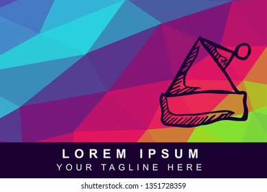Vector Illustration Rainbow Geometric Polygon of Christmas or Santa Hat. Background Template or Layout for Graphic Design.