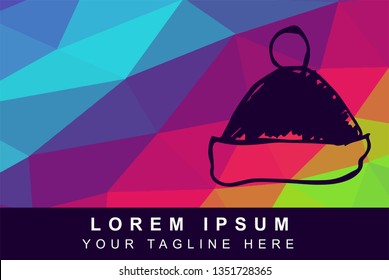 Vector Illustration Rainbow Geometric Polygon of Christmas or Santa Hat. Background Template or Layout for Graphic Design.