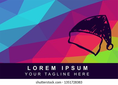 Vector Illustration Rainbow Geometric Polygon of Christmas or Santa Hat. Background Template or Layout for Graphic Design.